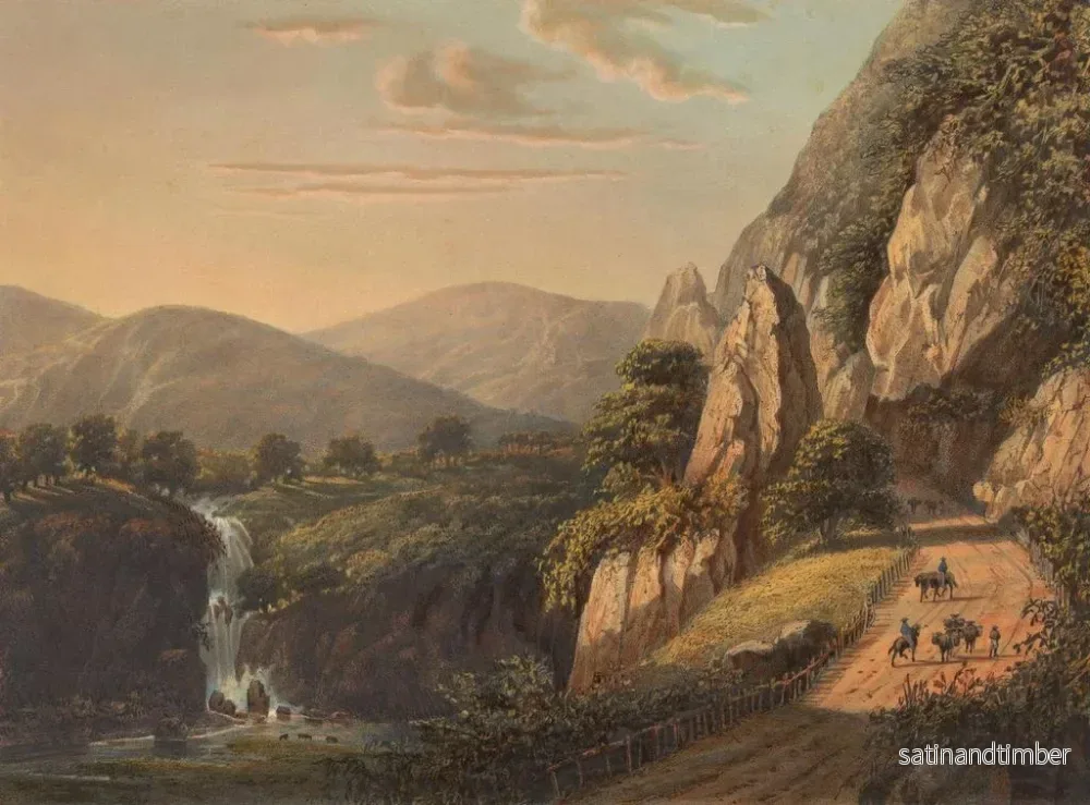 Reproduktion av målningen Vue d'une cascade et d'un chemin rural à Preanger sur Java dans le Sumandansche - Johan Conrad Greive - Bild 2