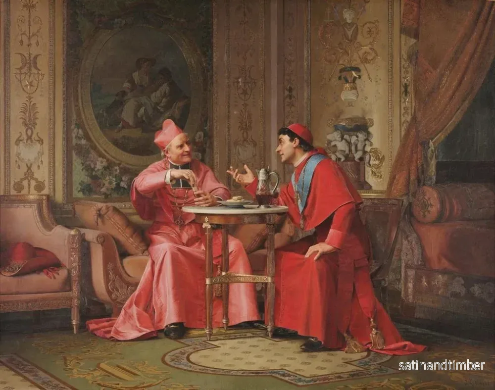 Reproduktion av målningen Vänskapsdiskussion mellan kardinaler - Jehan Georges Vibert - Bild 2