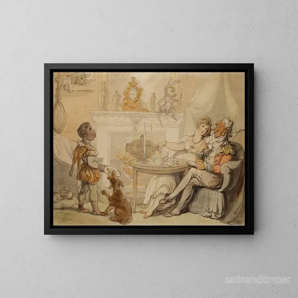 Reproduktion av målningen La cérémonie du thé - Thomas Rowlandson