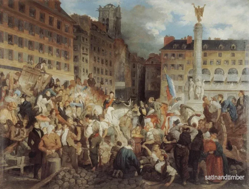 Reproduktion av målningen Le duc d'Orléans som färdas till rådhuset korsar Châtelet-torget den 31 juli 1830 - Prosper Lafaye - Bild 2
