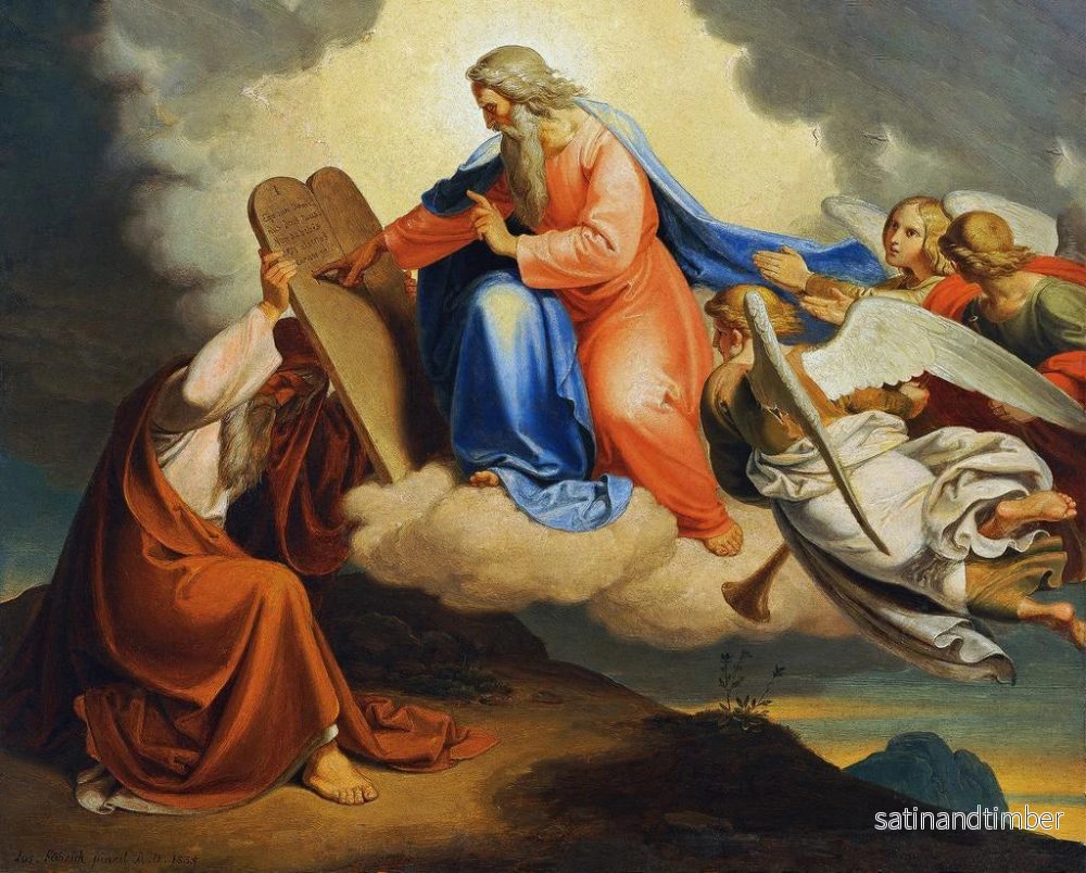 Reproduktion av målningen Gud skriver de tio budorden på två stentavlor till Moses på berget Sinai - Joseph von Führich - Bild 2