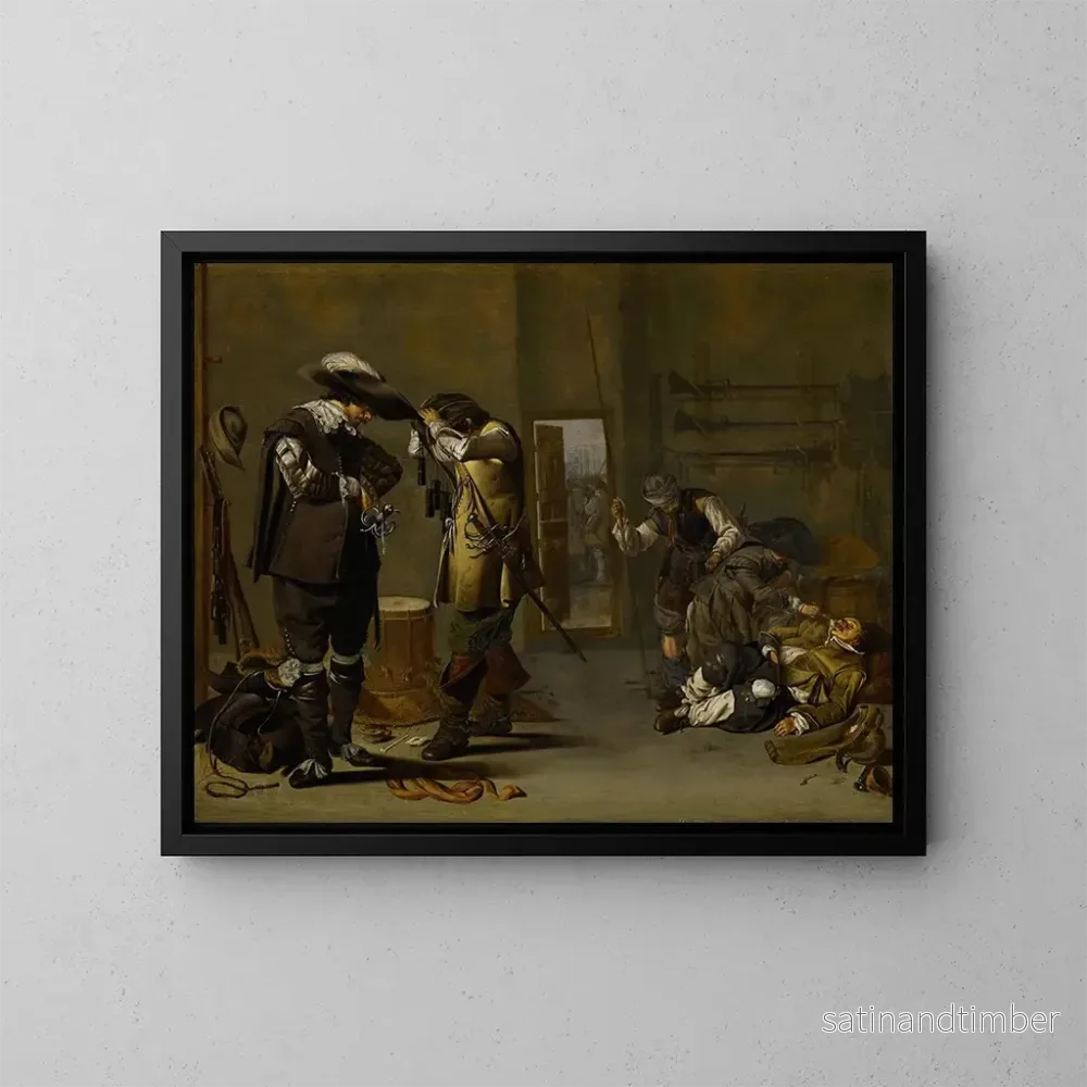 Reproduktion av målningen Soldats s'armant - Jacob Duck