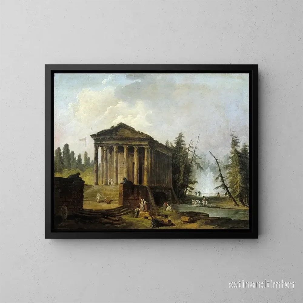 Reproduktion av målningen Le temple antique - Hubert Robert
