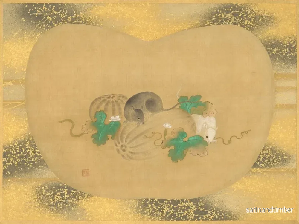 Reproduktion av målningen Gourd och mus - Kanō Tsunenobu - Bild 2