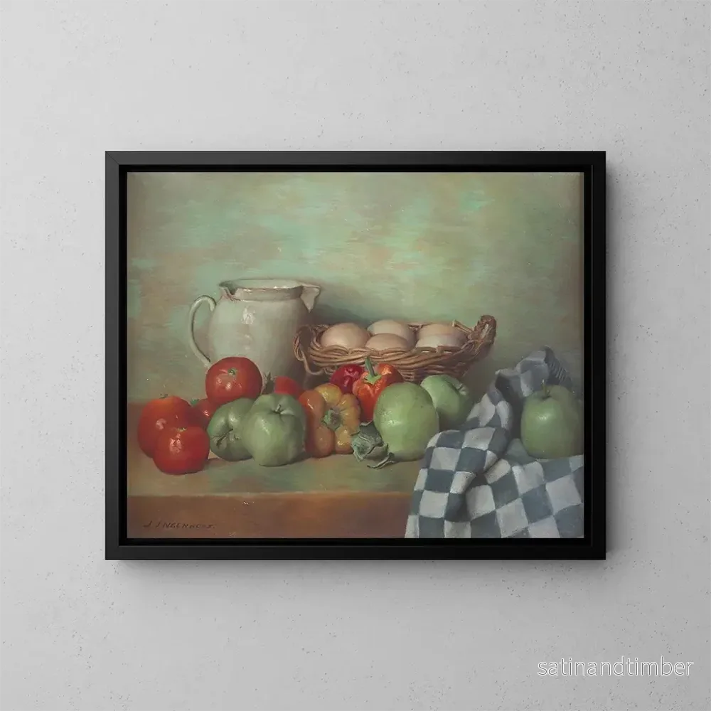Reproduktion av målningen av köksstill life med ägg - Jan Ingenhousz