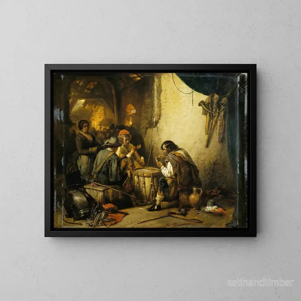 Reproduktion av målningen Soldater som spelar kort - Jan August Hendrik Leys
