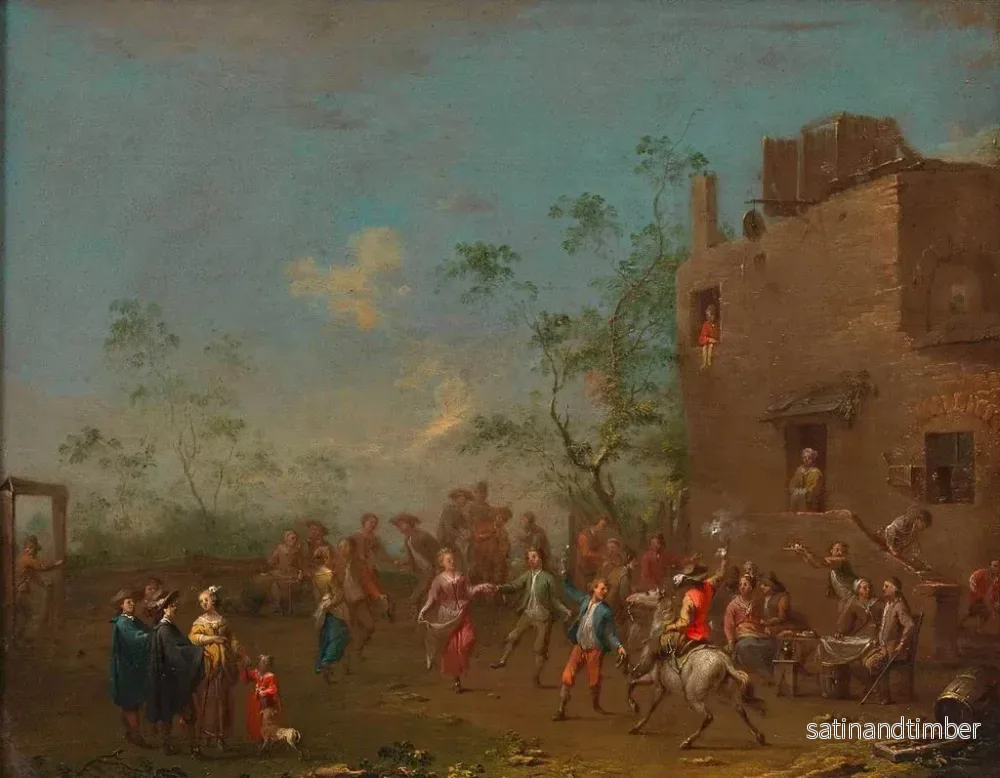 Reproduktion av målningen Dans framför värdshuset efter bröllopet - Norbert Joseph Carl Grund - Bild 2