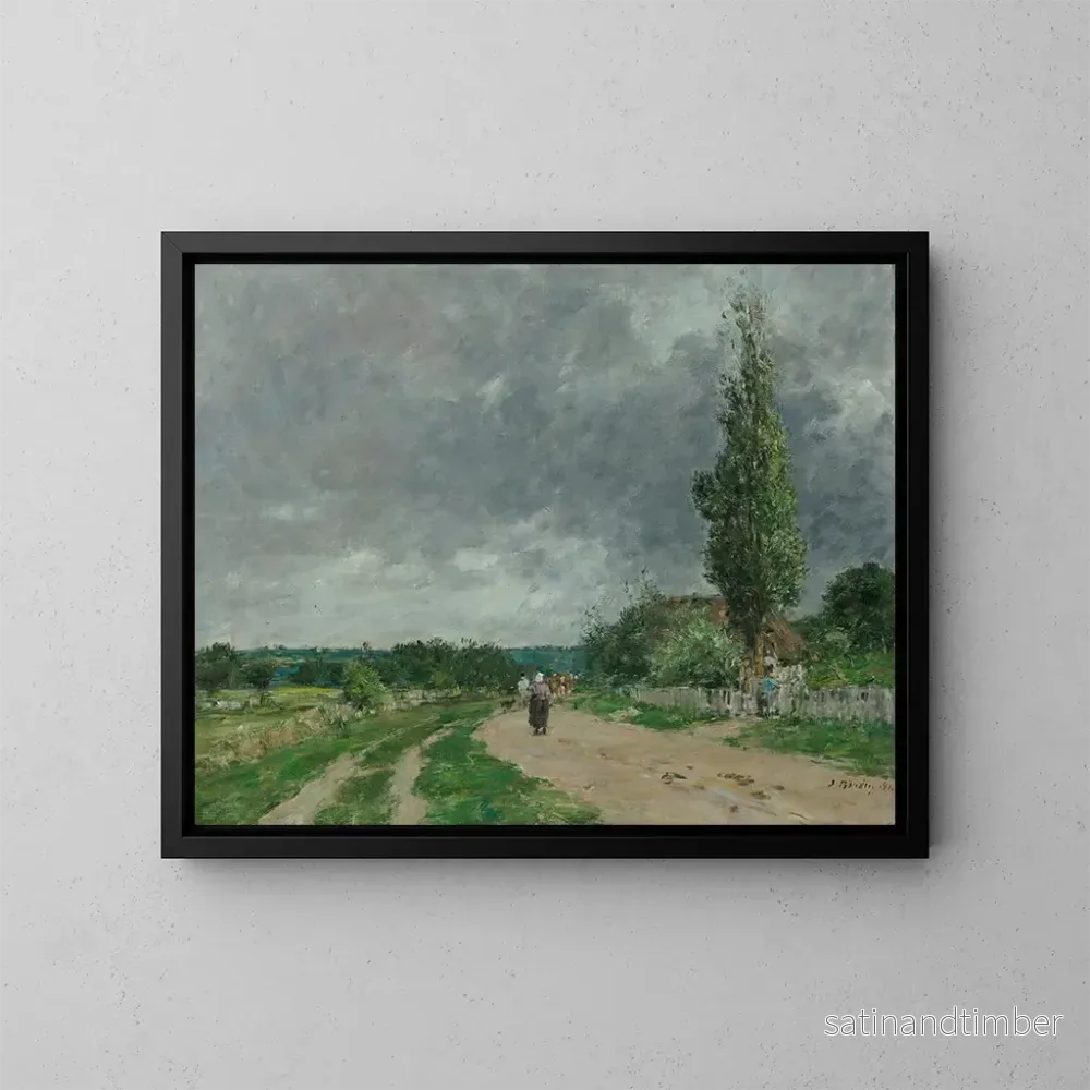 Reproduktion av målningen La route de Deauville - Eugène Boudin