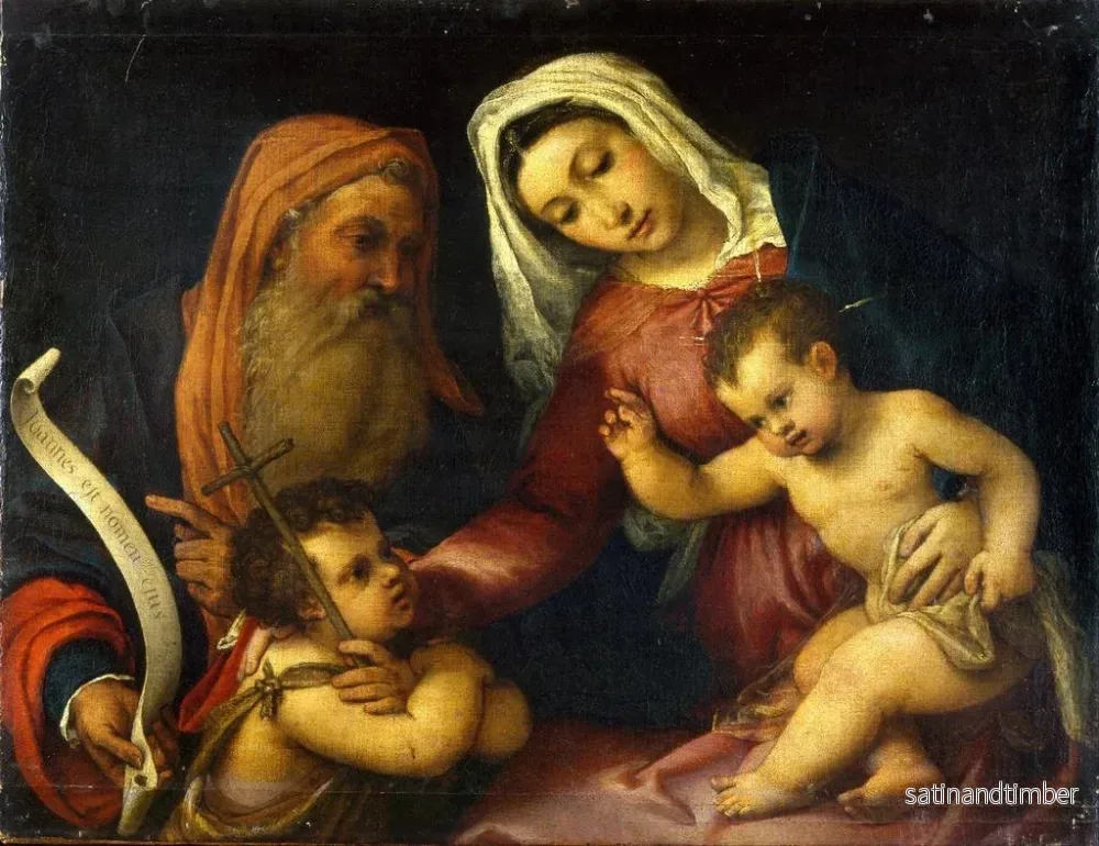 Reproduktion av målningen La Vierge et l'Enfant avec les saints Zacharie et Jean-Baptiste - Lorenzo Lotto - Bild 2