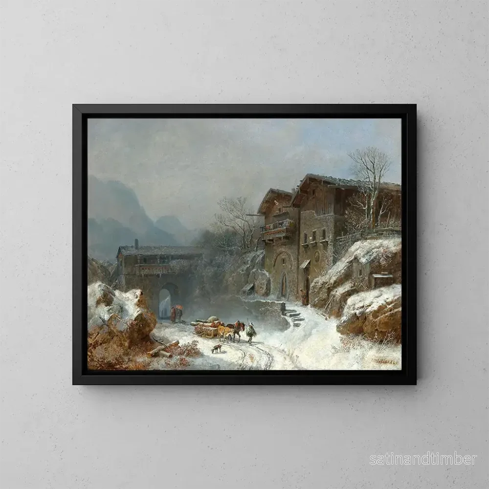 Reproduktion av målningen Vinter i Rattenberg - Heinrich Bürkel
