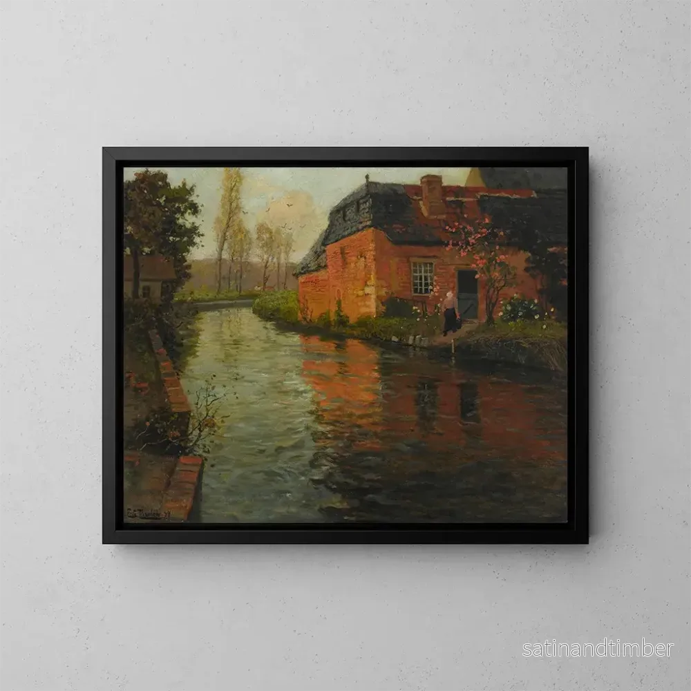 Reproduktion av målningen En vy över floden La Varenne - Frits Thaulow