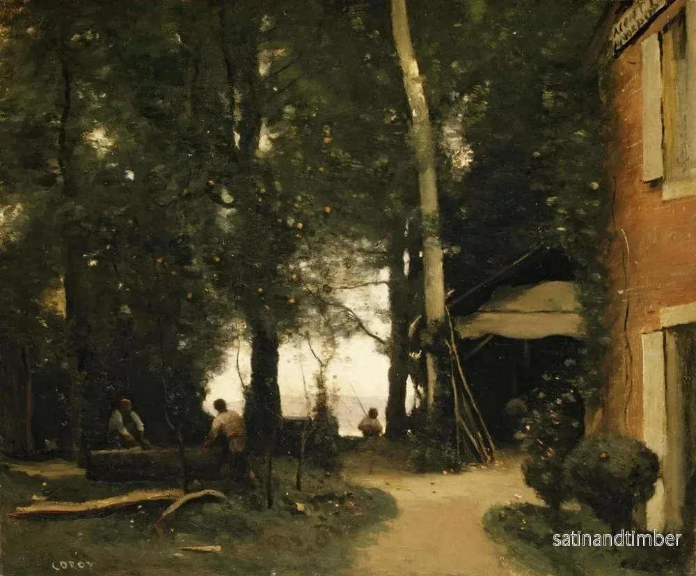 Reproduktion av målningen Les bords de la Seine à Conflans - Jean-Baptiste-Camille Corot - Bild 2