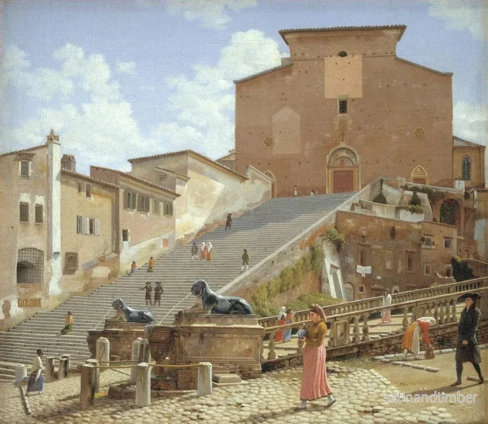 Reproduktion av målningen Les marches en marbre menant à l'église de Santa Maria in Aracoeli à Rome - Christoffer Wilhelm Eckersberg - Bild 2