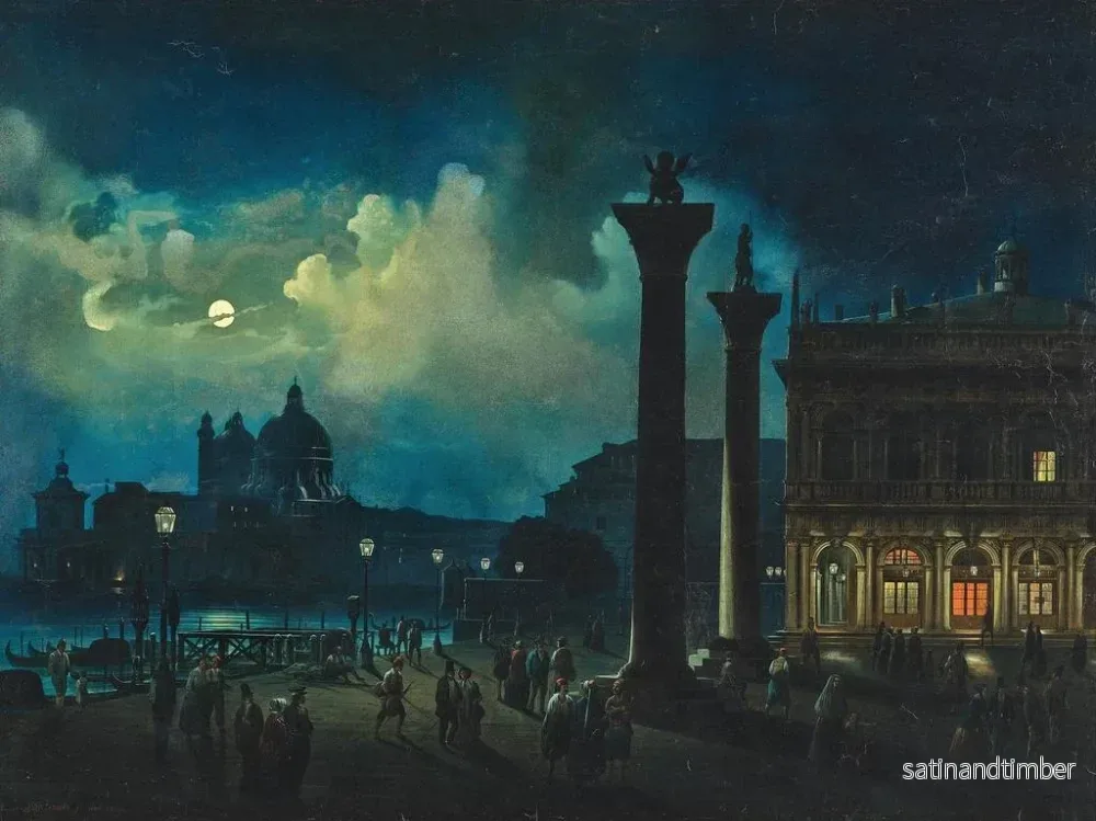 Reproduktion av målningen Venise, vy av Santa Maria Salute i månsken - Luigi Bartezago - Bild 2