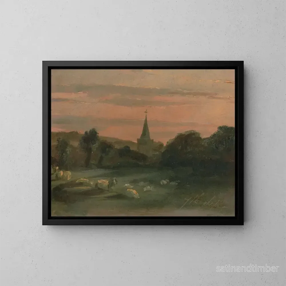 Reproduktion av målningen av Stoke Poges kyrka - Thomas Churchyard