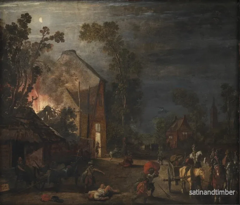 Reproduktion av målningen En by plundrad på natten - Esaias van de Velde - Bild 2