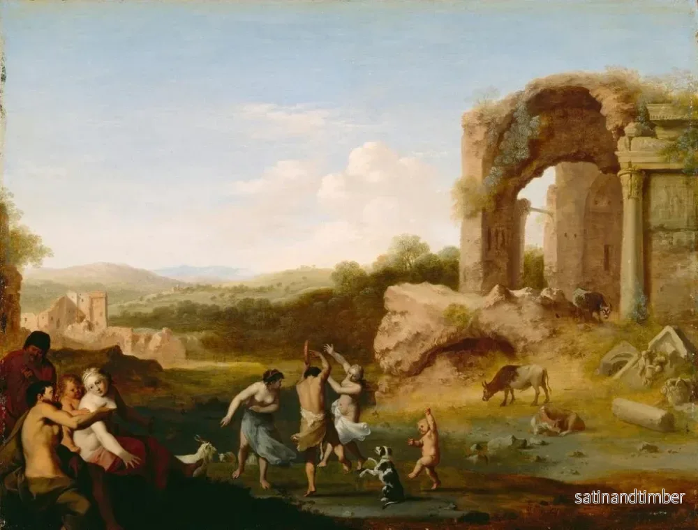 Reproduktion av målningen Dansande figurer nära en ruin - Cornelis van Poelenburch - Bild 2