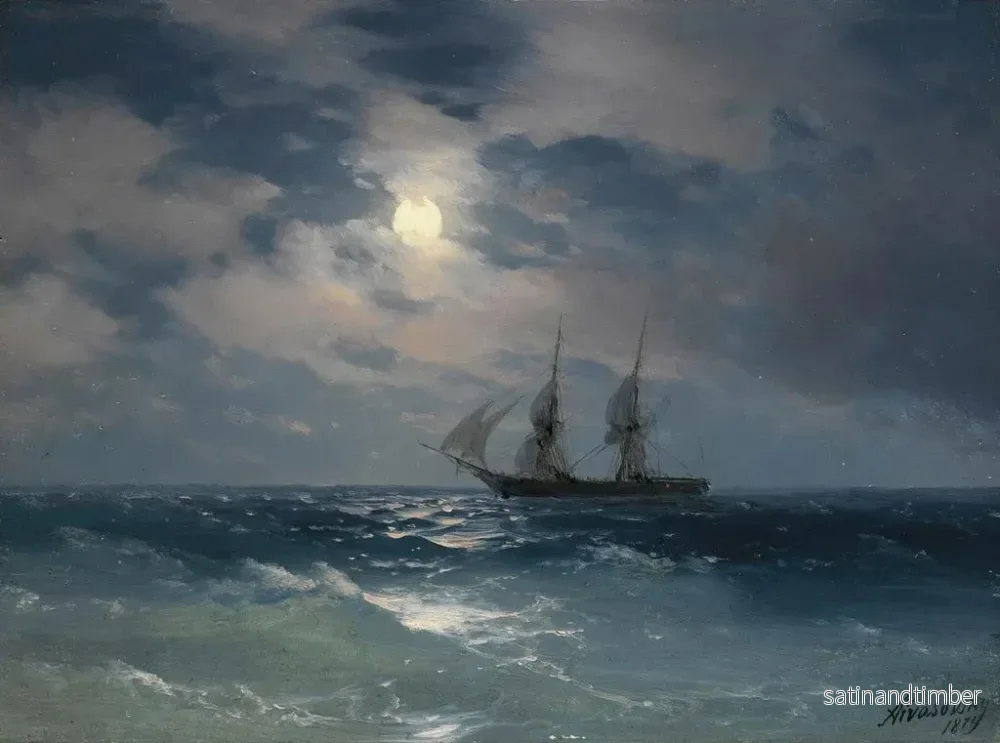 Reproduktion av målningen Le brick Mercury sous la lumière de la lune - Ivan Konstantinovich Aivazovsky - Bild 2