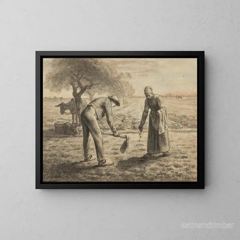 Reproduktion av målningen Les planteurs de pommes de terre - Jean-François Millet