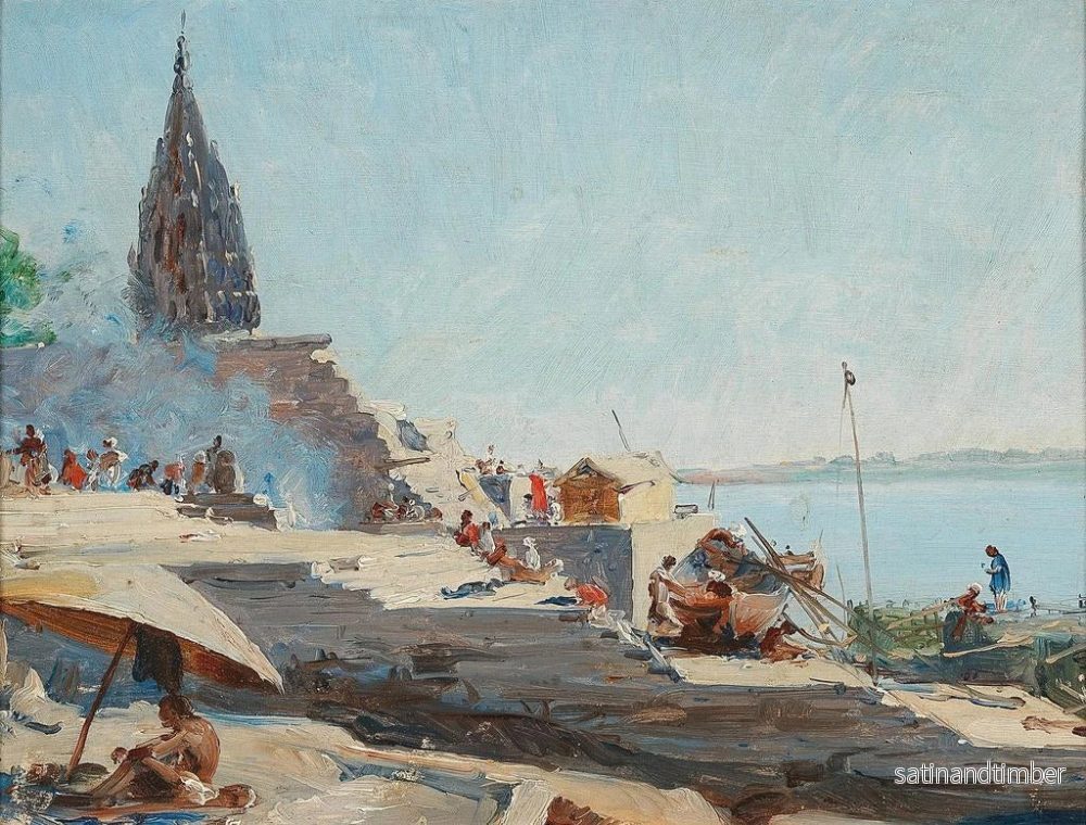 Reproduktion av målningen Benares målning på Ganges, Indiens andliga huvudstad - Jean Célestin Tancrède Bastet - Bild 2