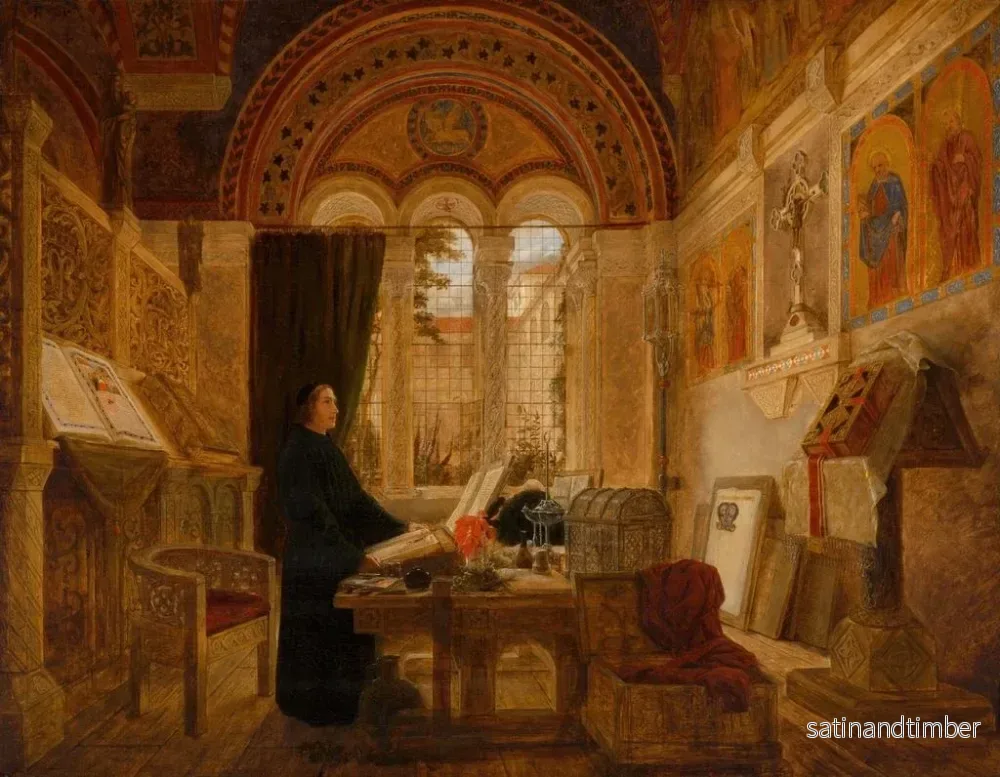 Reproduktion av målningen av ett kloster inomhus i Italien - Elmslie William Dallas - Bild 2