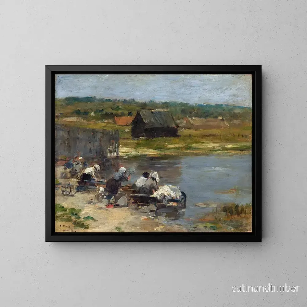 Reproduktion av målningen Laveuses au bord de l'étang - Eugène Boudin