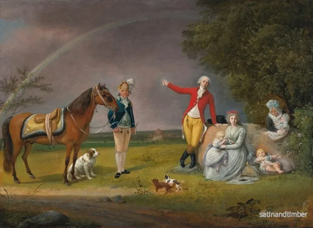 Reproduktion av målningen Porträtt av prins Alexandre Mikhaïlovitch Belosselski och hans familj i ett landskap - Johann Christian Klengel - Bild 2