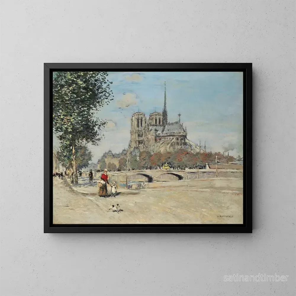 Reproduktion av målningen Notre-Dame de Paris och Ärkebiskopsbron - Jean François Raffaëlli