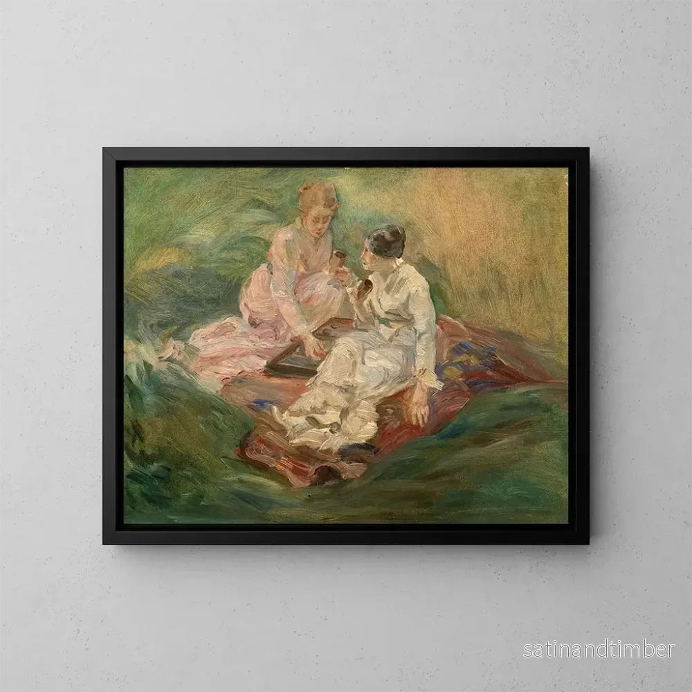 Reproduktion av målningen Studie för La partie de jacquet - Marie Bracquemond
