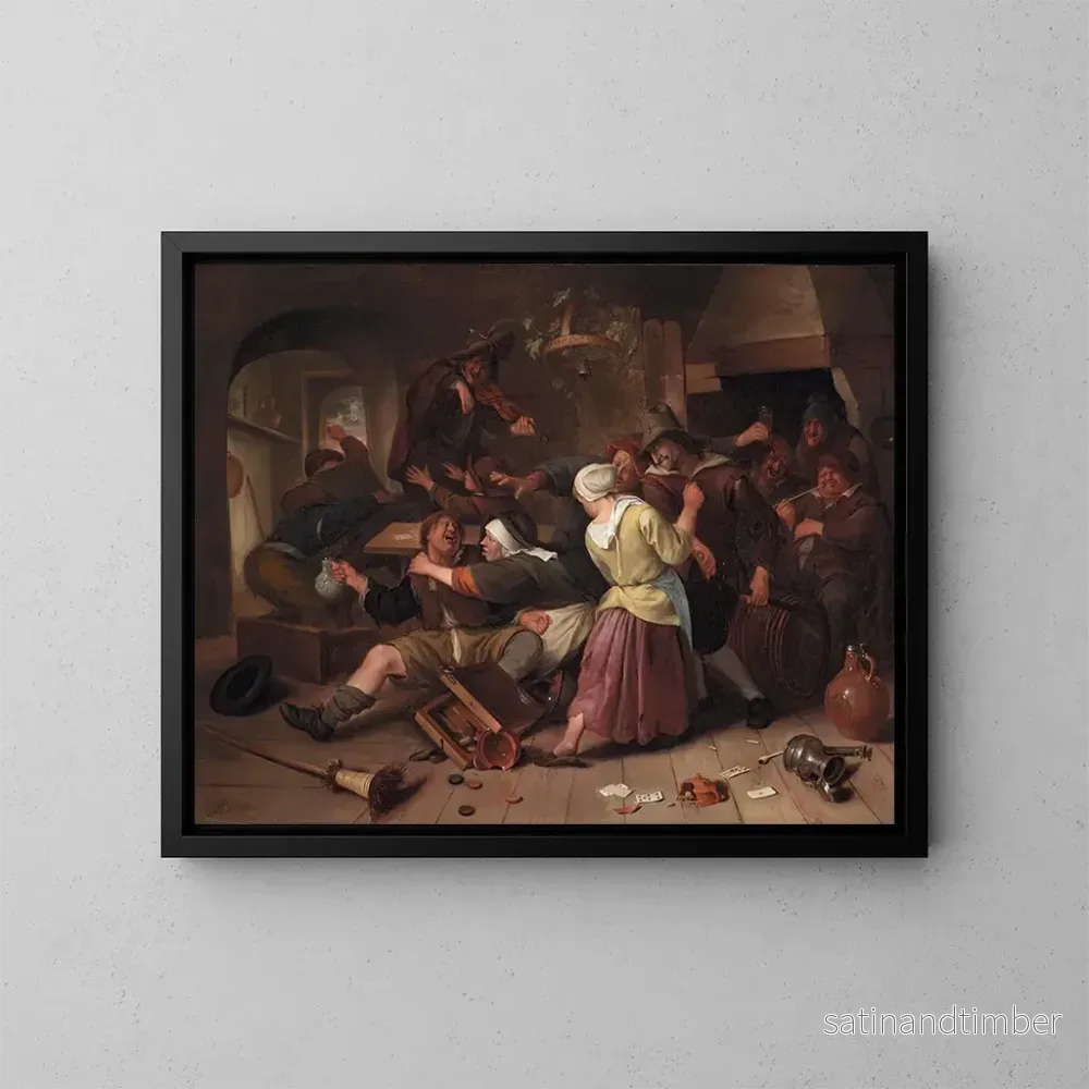 Reproduktion av målningen av spelare i gräl - Jan Steen
