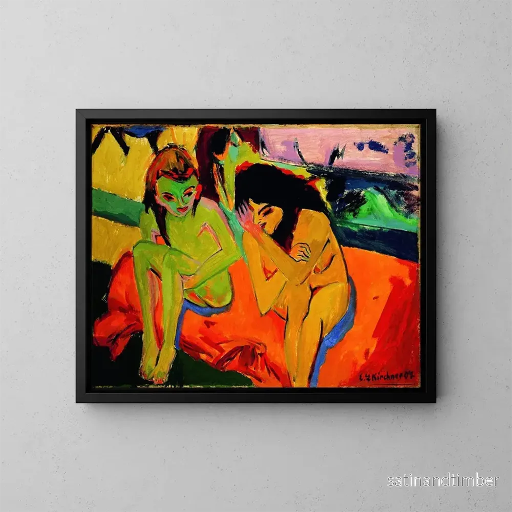 Reproduktion av målningen Filles nues en conversation - Ernst Ludwig Kirchner