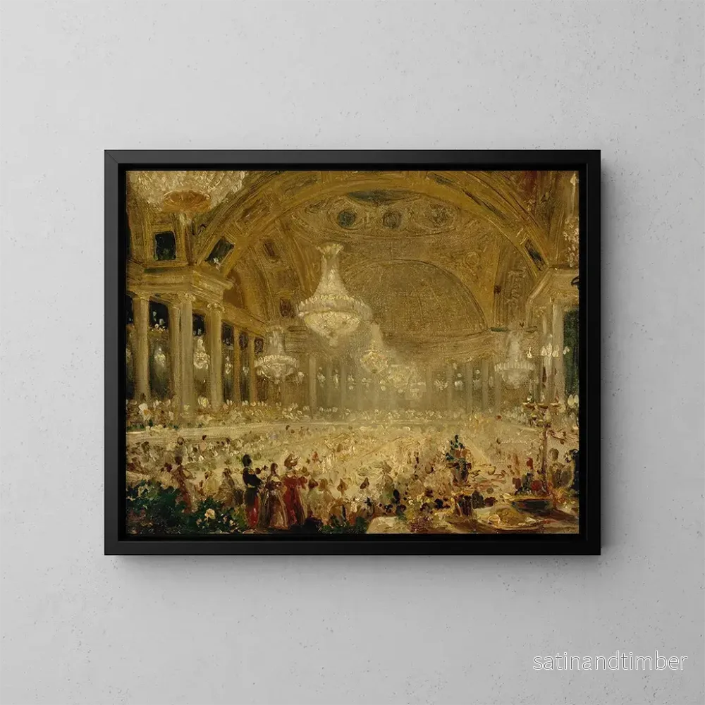 Reproduktion av målningen Le Banquet des dames dans la salle de spectacle des Tuileries, bals de 1835 - Eugène-Emmanuel Viollet-le-Duc