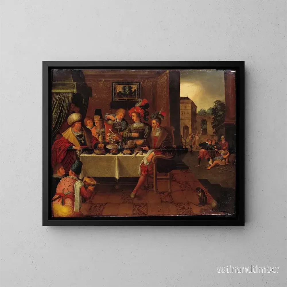 Reproduktion av målningen Le riche et Lazare - Ecole de Frans Francken I