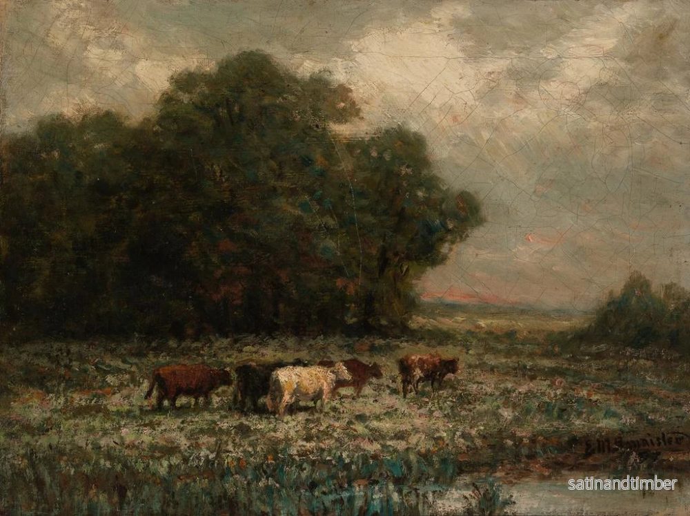 Reproduktion av målningen Landskapsmotiv utan titel med betande boskap - Edward Mitchell Bannister - Bild 2