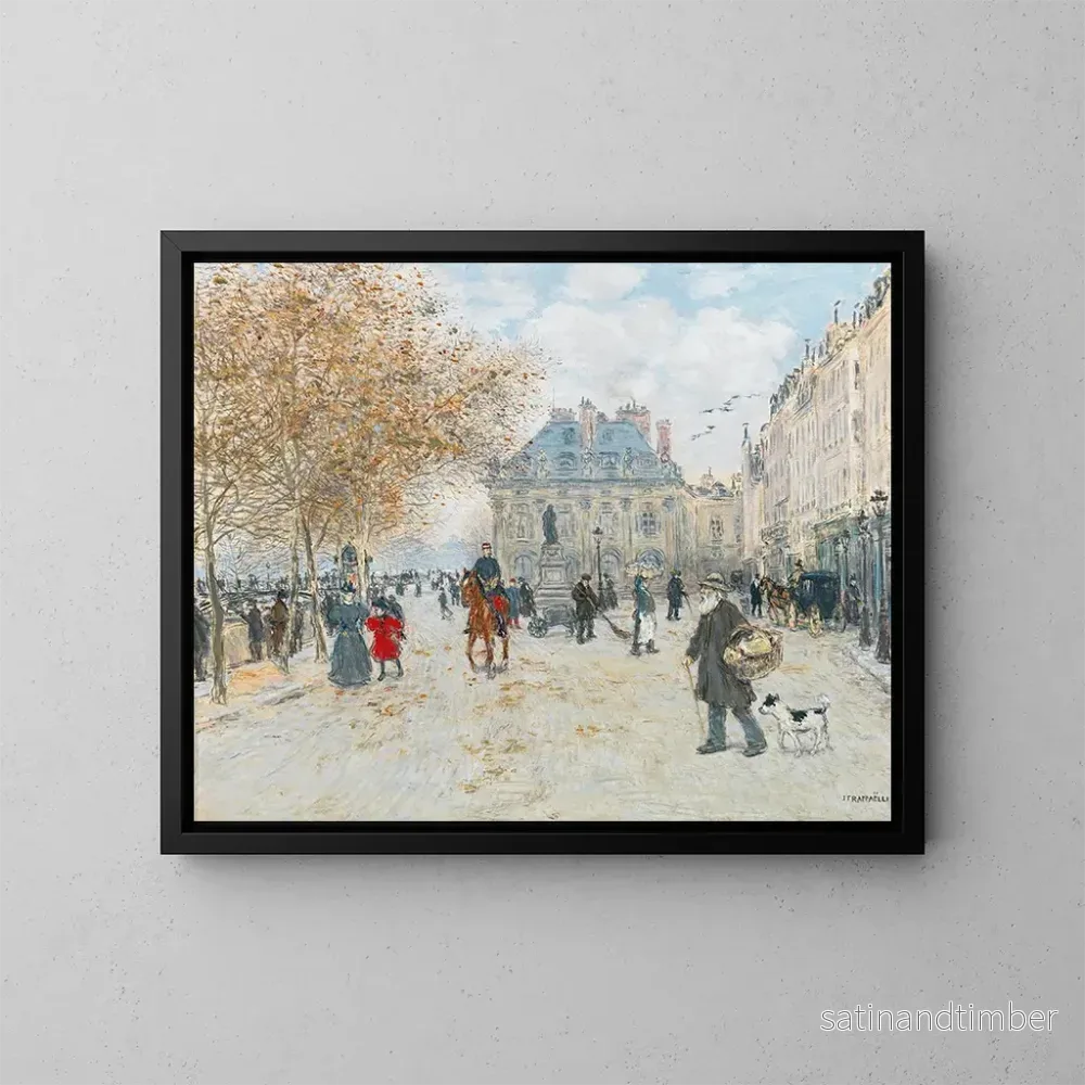 Reproduktion av målningen Le quai Malaquais à Paris - Jean François Raffaëlli