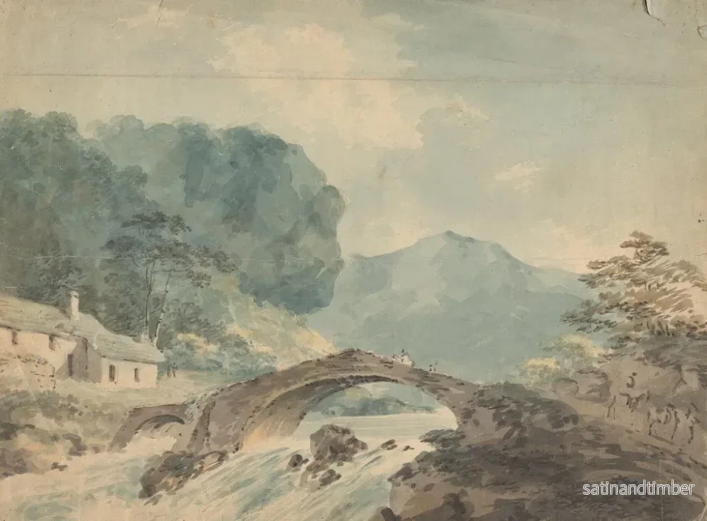 Reproduktion av målningen Pont som korsar en flod - William Sawrey Gilpin - Bild 2