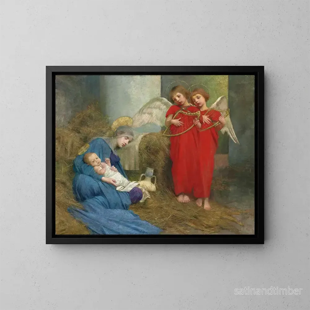 Reproduktion av målningen av änglar som underhåller Jesusbarnet - Marianne Stokes