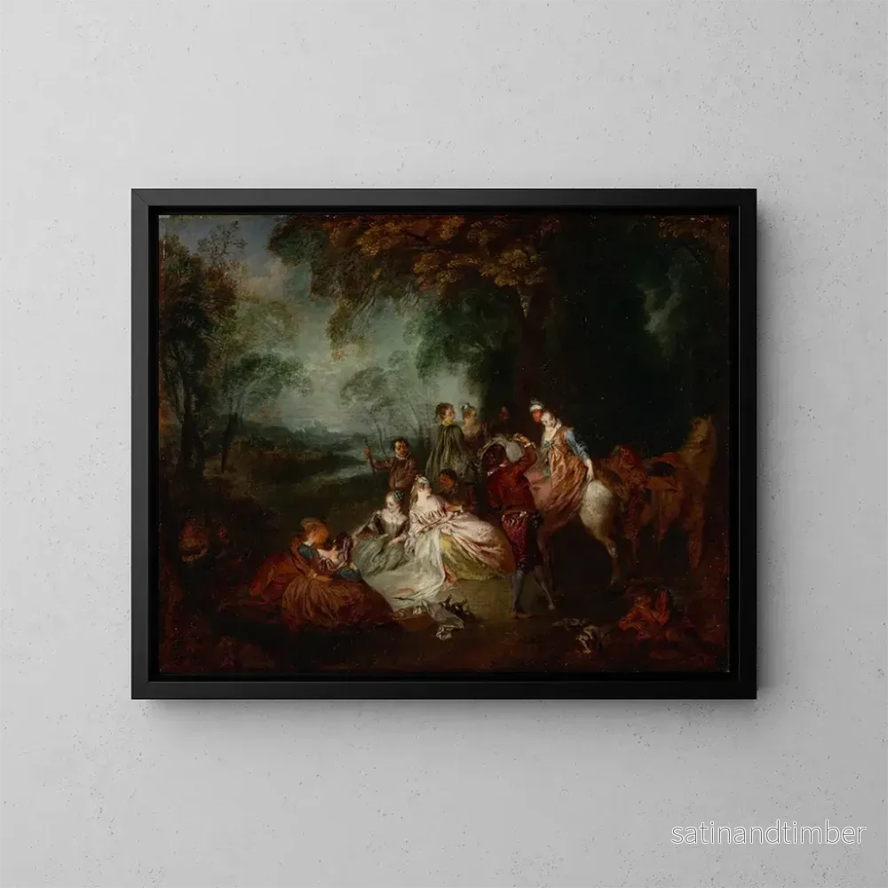 Reproduktion av målningen Fête champêtre - Jean-Antoine Watteau