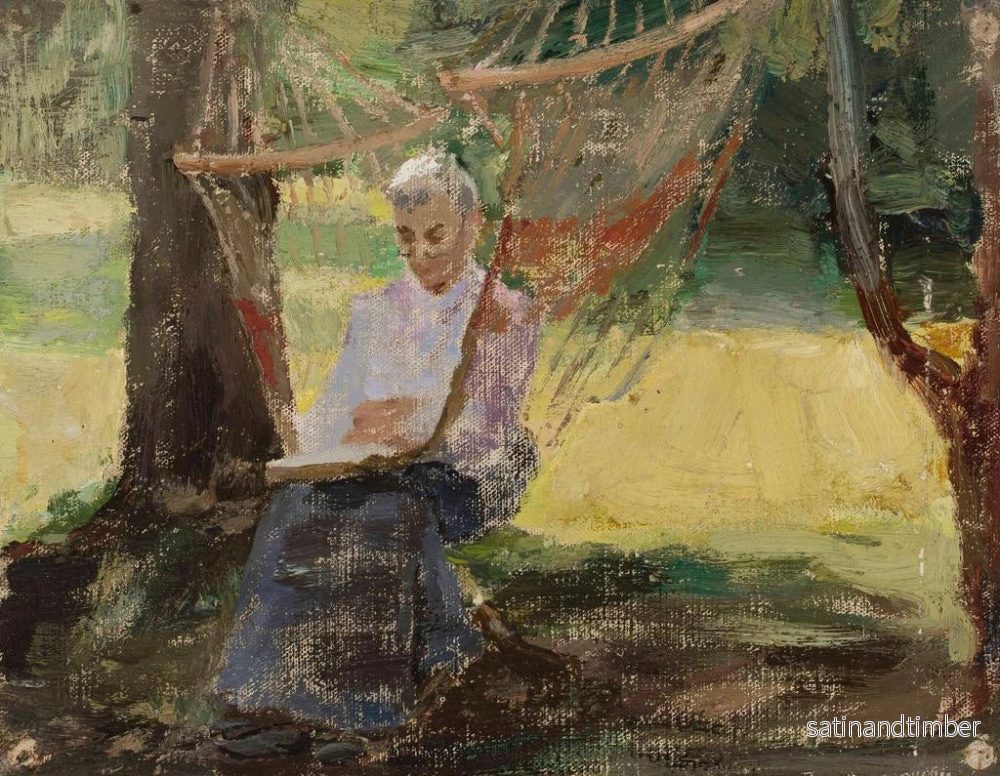Reproduktion av målningen I en hängmatta, porträtt av Maria Rubtsov i Maryino - Jan Cybis - Bild 2