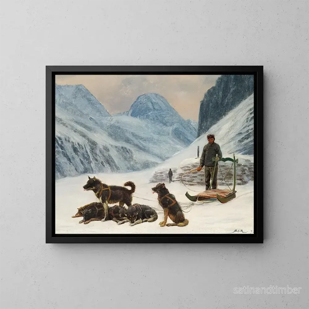 Reproduktion av målningen En groenländare vilar sig bredvid sin hund – Carl Rasmussen Reproduktion av målningen En groenländare vilar sig bredvid sin hund – Carl Rasmussen