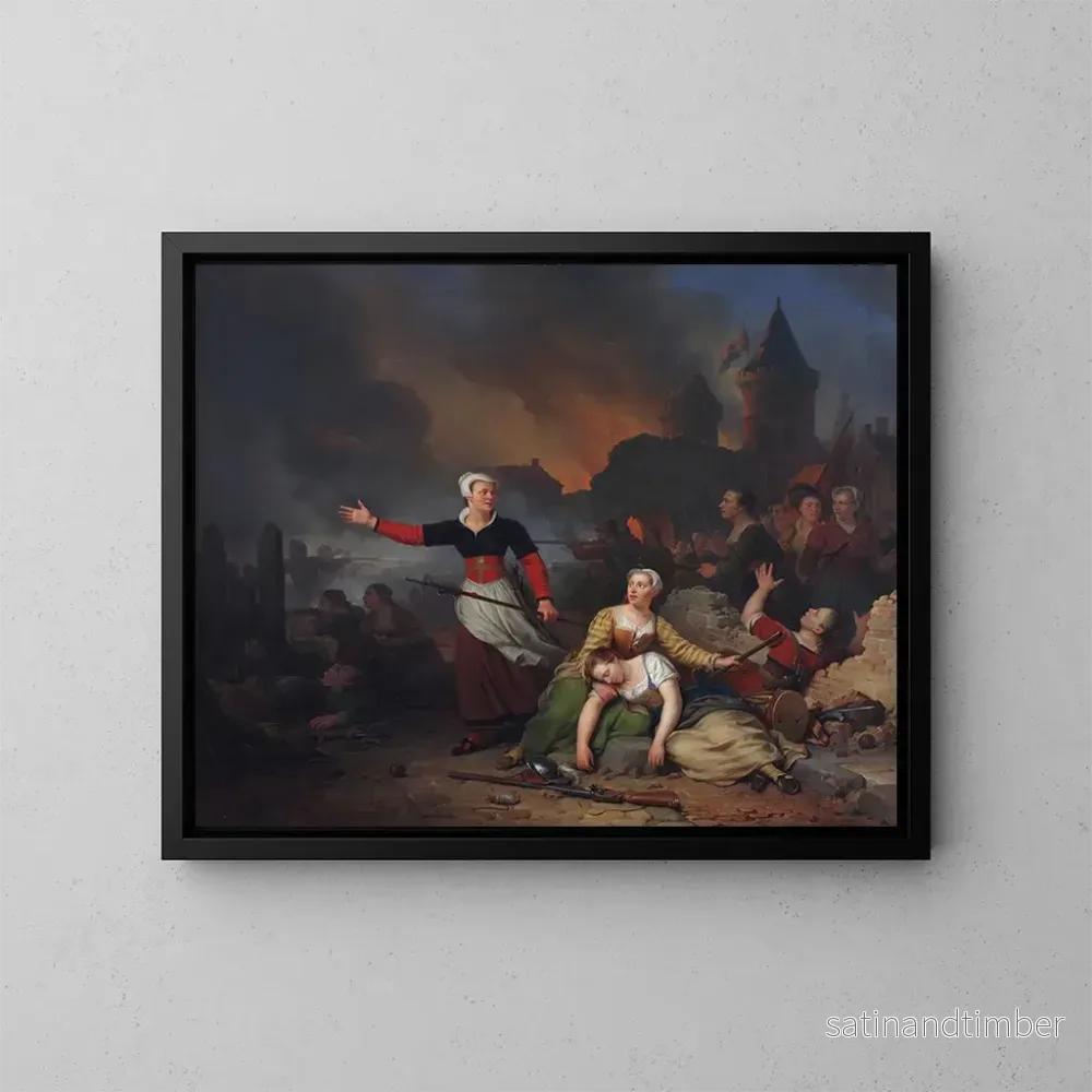 Reproduktion av målningen Kenau Simonsdr Hasselaar under belägringen av Haarlem - Ferdinand de Braekeleer