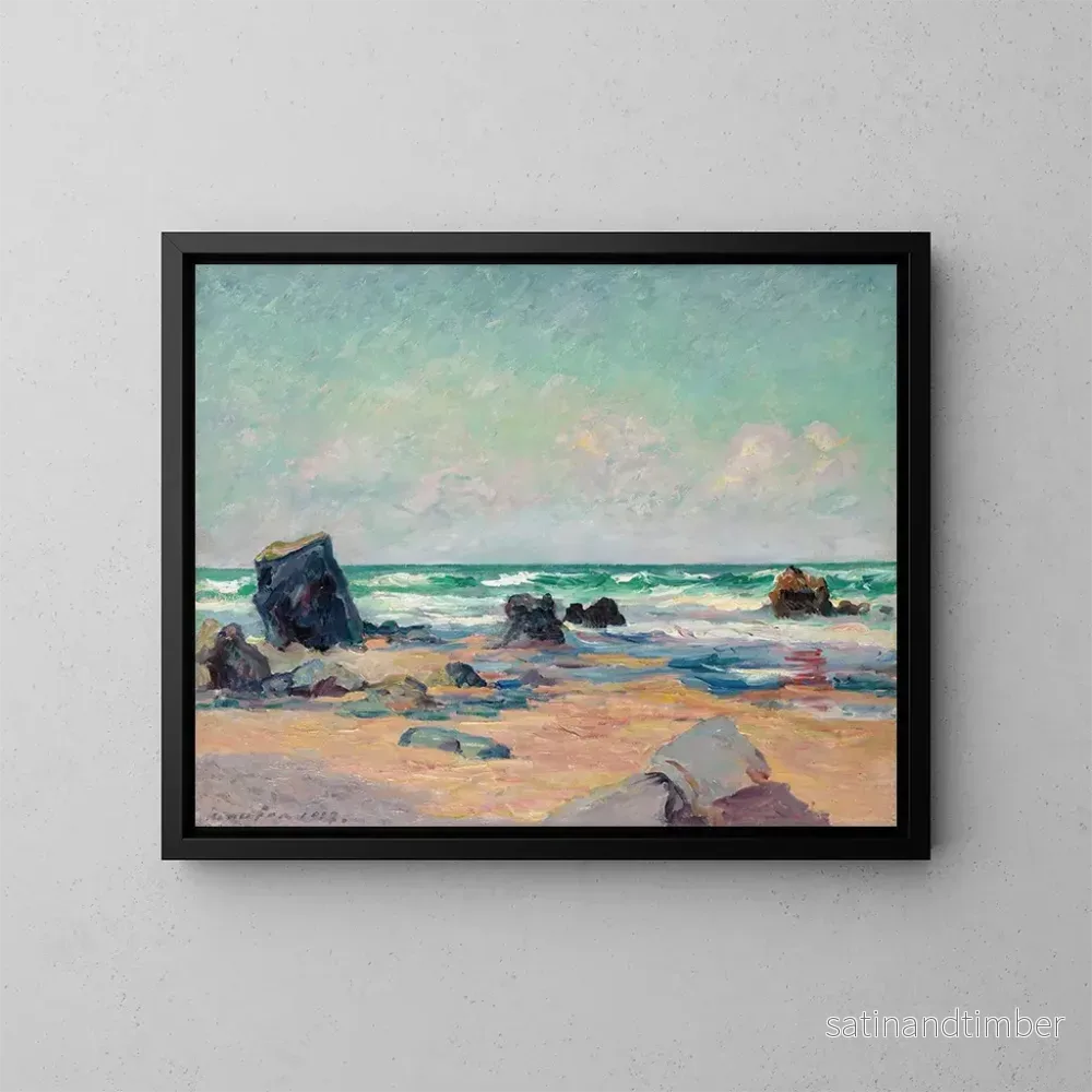Reproduktion av målningen av Mare basse, stranden vid Port-Blanc, Quiberon-halvön - Maxime Maufra