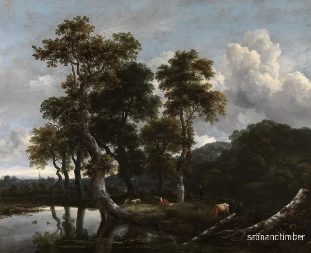 Reproduktion av målningen av stor buske av träd vid vattnet - Jacob van Ruisdael - Bild 2