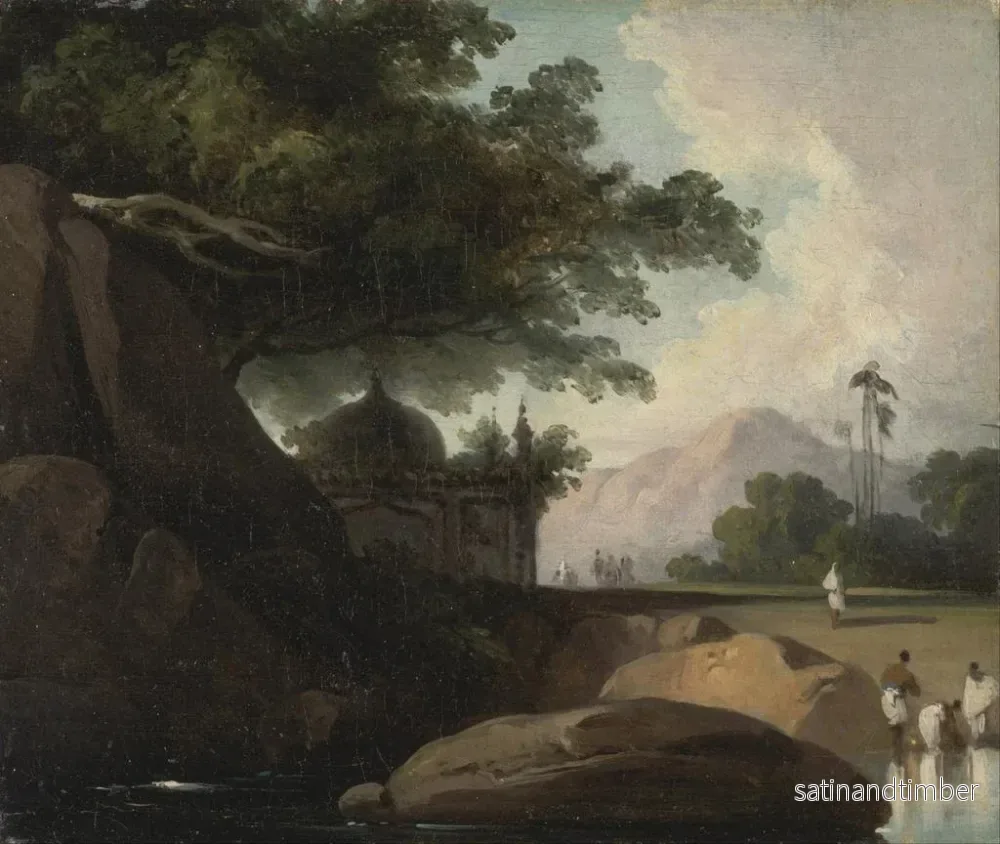Reproduktion av målningen Landskap med tempel i Indien - George Chinnery - Bild 2