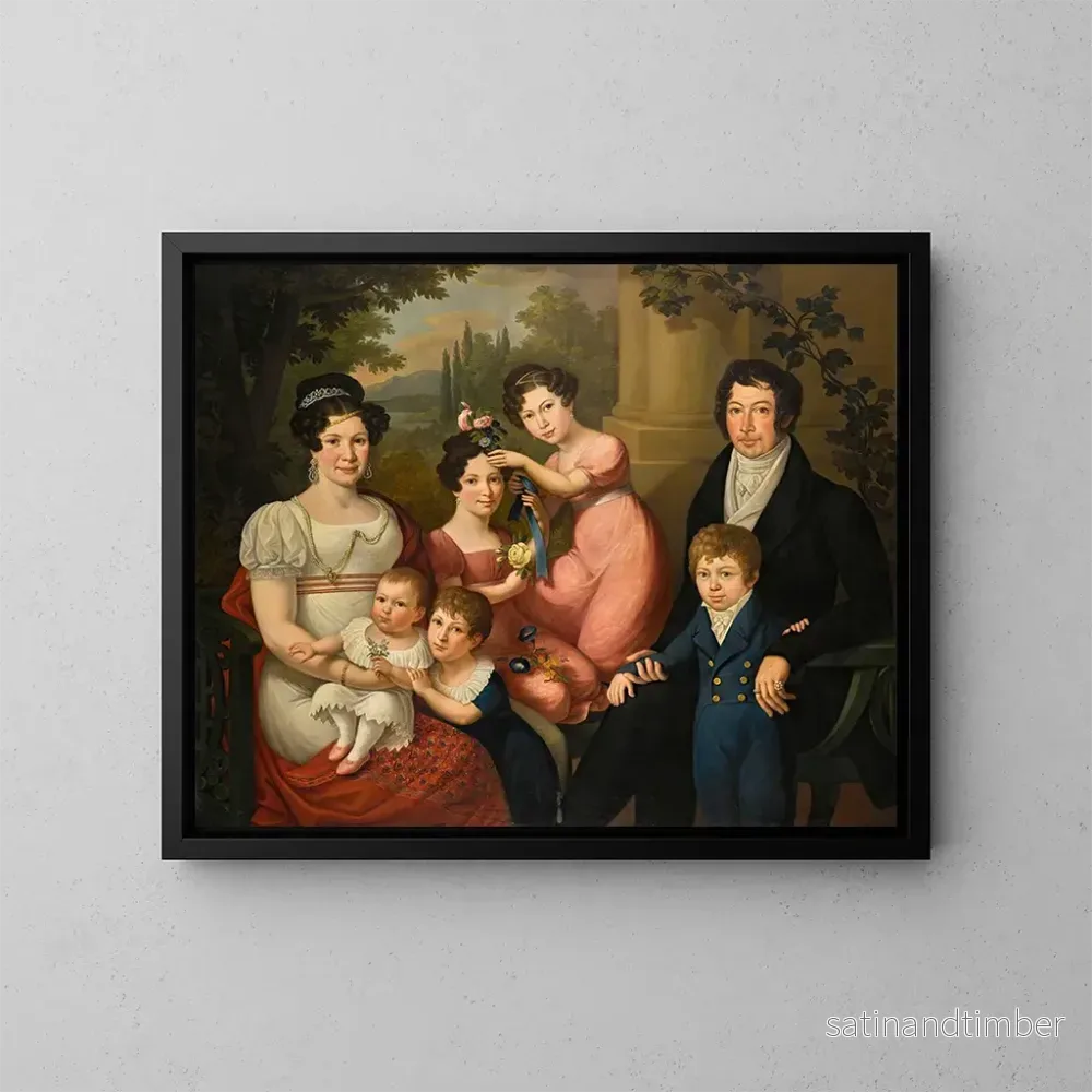 Reproduktion av målningen av det antagna familjeporträttet av Bourbon-Siciles-familjen, Maria Isabella med sin make François Ier av Deux-Siciles och deras barn. – Giuseppe Cammarano Reproduktion av målningen av det antagna familjeporträttet av Bourbon-Siciles-familjen, Maria Isabella med sin make François Ier av Deux-Siciles och deras barn. – Giuseppe Cammarano