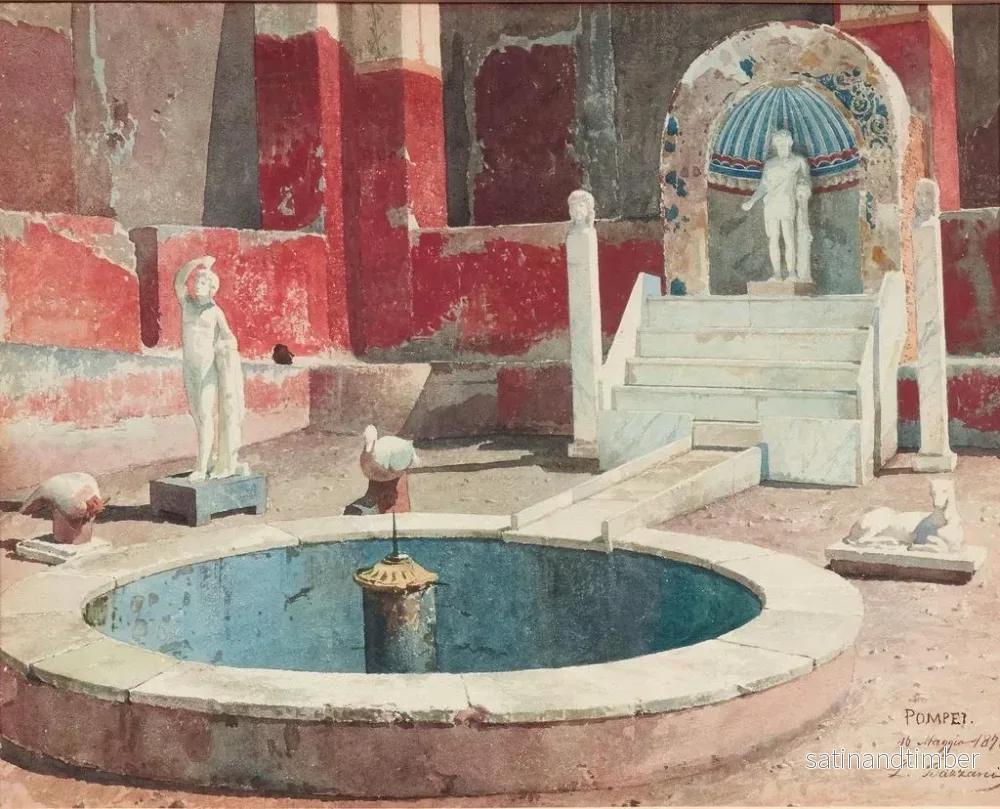 Reproduktion av målningen Vue dans une maison avec atrium à Pompéi - Luigi Bazzani - Bild 2