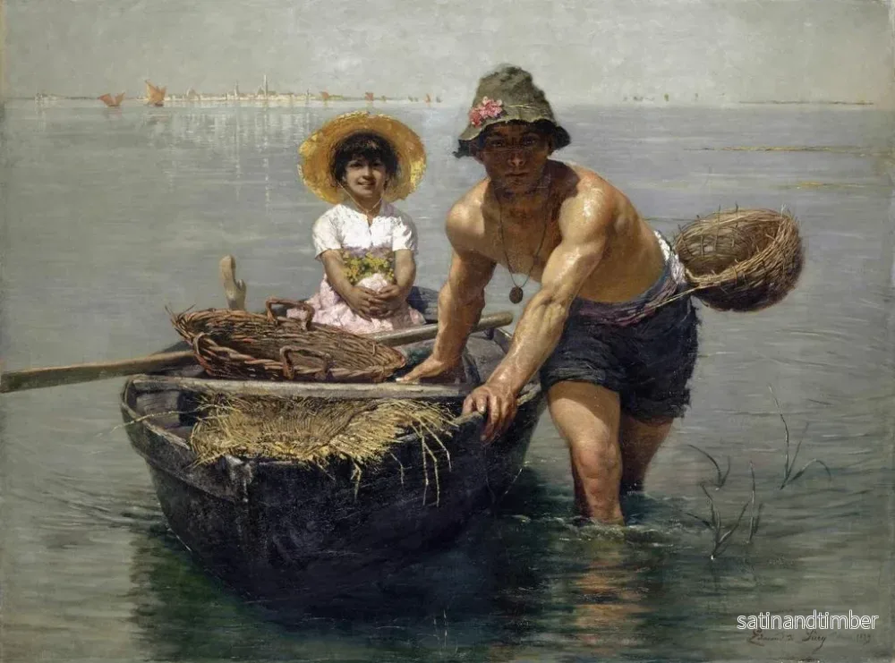Reproduktion av målningen I lagunerna i Venedig - Edmond Jean de Pury - Bild 2