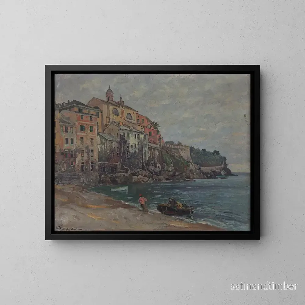 Reproduktion av målningen av den italienska staden vid havet – Eduard Ameseder Reproduktion av målningen av den italienska staden vid havet – Eduard Ameseder