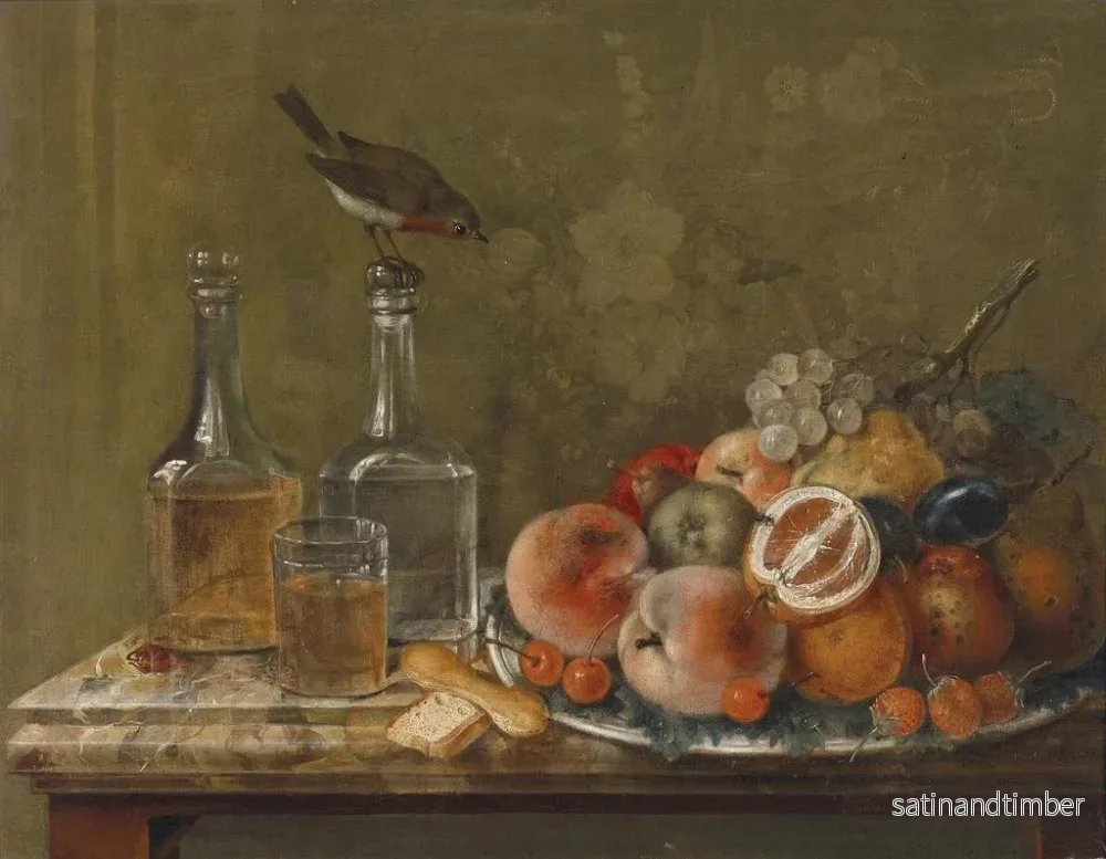 Reproduktion av målningen Naturtavla med frukter och glasflaskor - Johann Matthias Wurzer - Bild 2