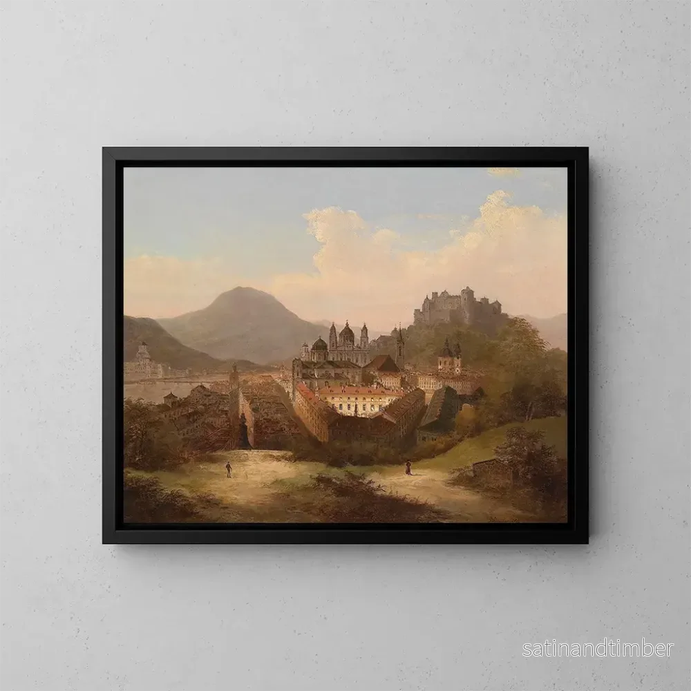Reproduktion av målningen Vue sur Salzbourg – Johann Wilhelm Jankowski Reproduktion av målningen Vue sur Salzbourg – Johann Wilhelm Jankowski